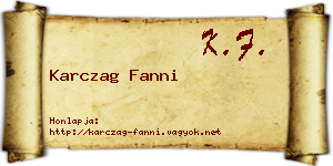 Karczag Fanni névjegykártya